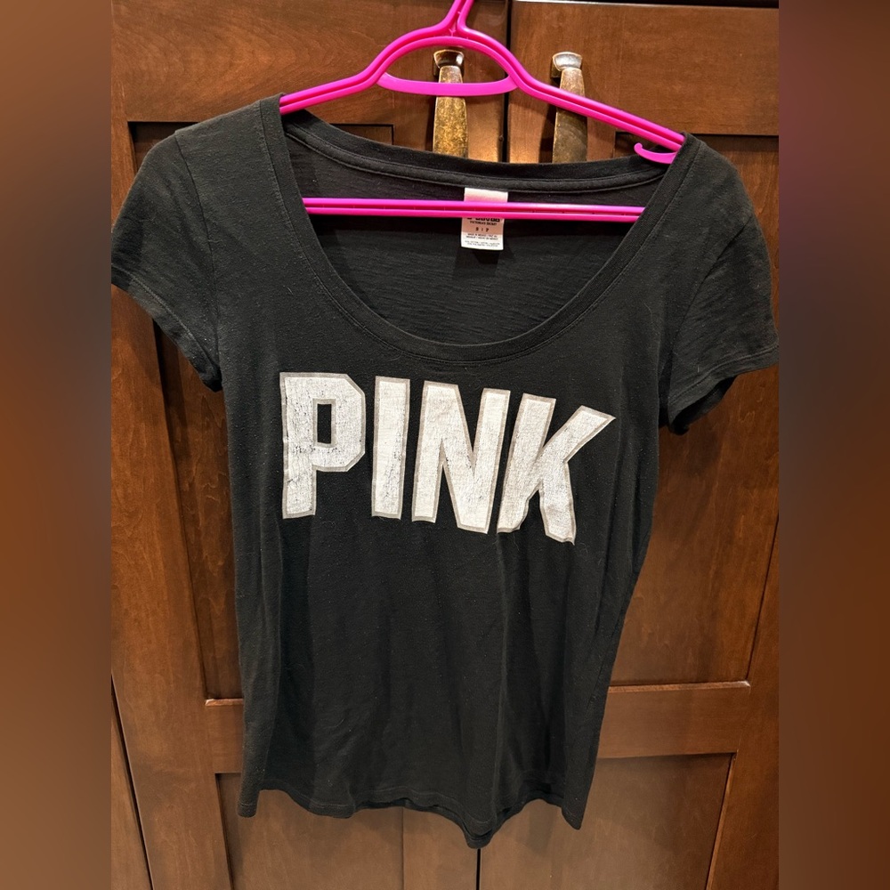 PINK Victoria's Secret Black and White Logo Tee